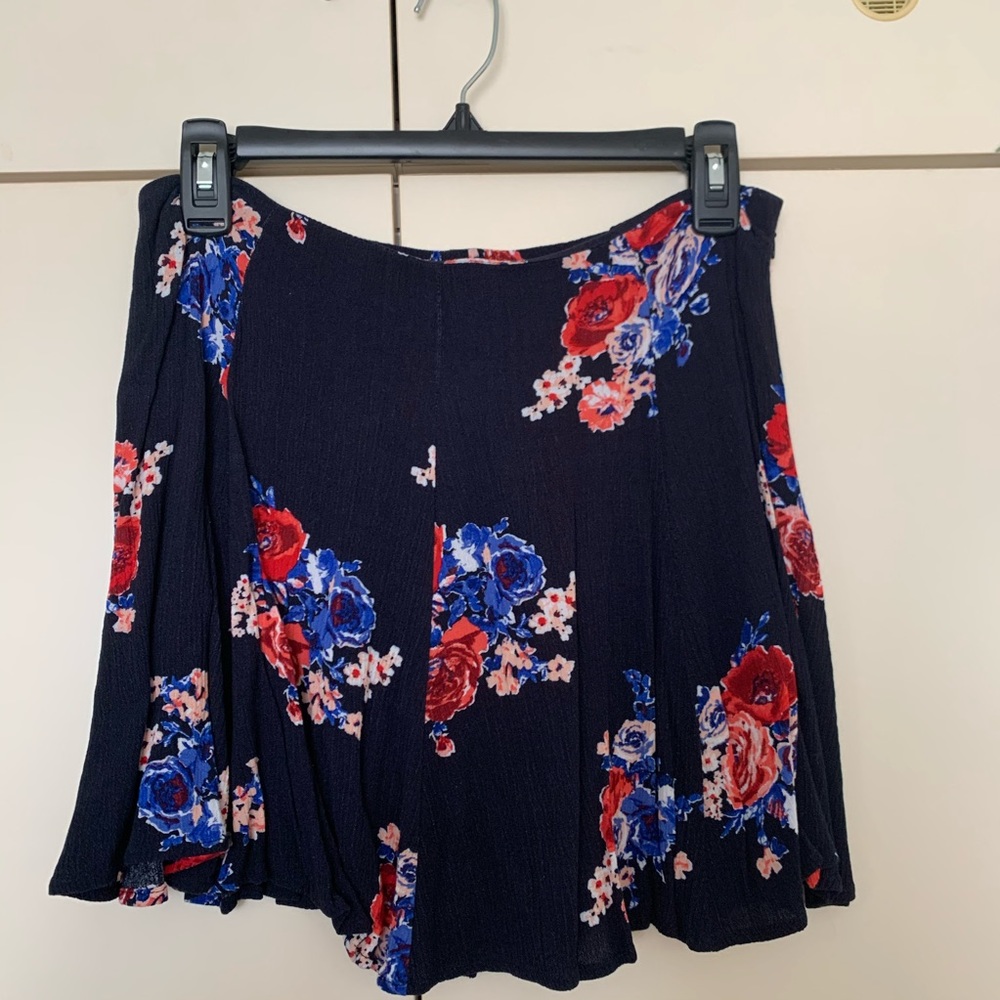 navy floral skirt